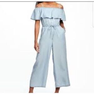 OLD NAVY JUMPSUIT ROMPER WIDE LEG RUFFLE JUMPER LIGHWEIGHT LYOCELL WOMENS Size M